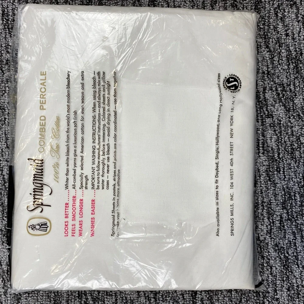 Vintage Springmaid 100 Cotton Percale Double Full Flat Sheet 81x108 NOS USA